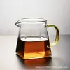Taza de té de vidrio engrosado, Taza de té cuadrada, Juego de té transparente grande, Resistente al calor, Mar de té Divisor de té, Juego de té, Individual