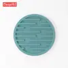 Posavasos redondo rayado de 10 cm estilo nórdico con drenaje, silicona de grado alimenticio, mármol, tapete para taza de café, antiquemaduras, antideslizante