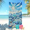 Toalla de Playa de Microfibra Estilo Simple Más Vendida Transfronteriza de Amazon para Vacaciones en la Costa, Toalla de Baño Ola del Océano Azul