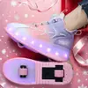 Sapatos de Patins de Quatro Rodas Baratos para Crianças no Atacado, Patins de Rodinhas Retráteis Invisíveis para Meninas, Patins de Rodinhas de Oito Rodas Esportivos para Meninos Estudantes