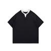Vestido Estrada Antiga 2025 Verão Estilo Japonês Marca da Moda Casal Usar Gola Cor Falso Duas Peças Manga Curta Camiseta Casual Masculina e Feminina