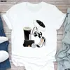Camiseta feminina de manga curta 2023 ins moda estampada manga curta estação independente tamanho europeu camisa básica gola redonda