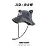 Sombrero de Pescador de Mezclilla con Orejas de Oso para Mujer, Sombrilla de Primavera y Verano, Protección Solar, Sombrero de Pescador, Japonés, Versátil, Para Mostrar Cara Grande, Sombrero Pequeño