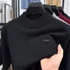 Camisa Polo Masculina, Tricotada com Lã, Cor Sólida, Manga Curta, Casual, Estilo Maduro, Camiseta Masculina para Meia-Idade, Cor Sólida, Camiseta de Alta Qualidade