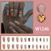 Dulce, fresco, cálido, naranja, largo medio, blanco y negro con un lindo oso, armadura, moda, uñas picantes, extraíbles, 24 piezas