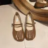 Sapatos rasos plissados de sola macia para mulheres, novos para 2026, estilo Mary Jane de verão francês, mocassins slip-on