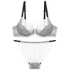Lingerie sexy europeia e americana para mulheres, sutiã de renda transparente ultrafino de verão, faz os seios grandes parecerem menores, previne a flacidez, conjunto de lingerie estilo francês