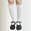 Calcetines de Ballet de Encaje Ancho Lolita Calcetines de Media Pantorrilla con Lazo Dulce de Algodón Lolita para Mujer Calcetines de Primavera