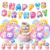 Juguetes Blandos con Forma de Bollo Transfronterizos Decoraciones para Fiesta de Cumpleaños Banner Topper para Pastel Set de Fondo con Globos