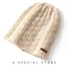 100% Cachemira Otoño e Invierno 2025 Nuevo Gorro de Punto para Mujer Casual de Doble Hilo Trenzado Cálido con Protección para las Orejas
