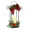 Lâmpada de vento de Natal de nova onda transfronteiriça, lâmpada de vela, lâmpada de vela de ferro com laço europeu, decoração de layout de cena de Natal