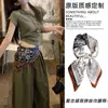 Bufanda de Seda de Alta Gama para Mujer, Bufanda Pequeña para el Cuello para Primavera y Otoño, Tacto de Algodón y Lino, Calentador de Cuello, Pañuelo Cuadrado Pequeño, Nuevo Estilo Elegante Japonés