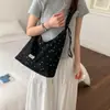 Bolsa de Lona Estilo Coreano com Cordão Estrela Feminina de Grande Capacidade Versátil Bolsa de Ombro 2026 Nova Bolsa Transversal Plissada