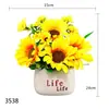 Venta al por mayor del fabricante Cuenca de vida Flor de seda artificial Girasol en maceta Flor artificial Sala de estar Escritorio del hogar Decoración Adornos florales