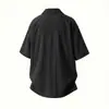 Camisa de Manga Corta para Hombre Verano 2026 con Pliegues Triangulares y Estampado, Camisa Casual de Manga Corta con Cuello Cubano