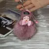 Colgante para Bolso Muñeca Bola de Pelo de Zorro Llavero Muñeca Durmiendo Linda Colgante Llavero de Coche