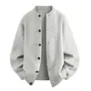 Otoño Invierno 2026 Nuevo Suéter Cardigan de Punto Simple Holgado Cuello Redondo para Hombre Estilo Coreano Juvenil Casual Cardigan Prendas de Abrigo