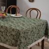 Mancha Venta al por mayor Mantel Rectangular Literario Americano Tela Jacquard Verde Diente de León Mantel para Mesa de Comedor Paño para Puesto de Mesa de Café