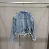 Chaqueta de Mezclilla con Cremallera Larga de Manga Larga Diseño Retro Otoño 2026 Transfronteriza para Mujer, Top Corto Holgado, Chaqueta Biker