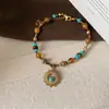 Brincos de Tarraxa Flor de Zircônia Olho de Tigre Estilo Maillard Pulseira Colar Corrente de Clavícula de Luxo Leve Conjunto de Joias Moderno Personalizado