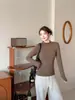 Nuevo Estilo Top de Capa Base de Cuello Medio Alto para Mujer Ropa de Abrigo para Principios de Otoño Capa Interior Camiseta Adelgazante Moldeador de Cuerpo Versátil Top de Cuello Redondo de Manga Larga para Mujer