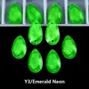 Botones Planos de Doble Agujero Biselados de Vidrio, Pedrería Fluorescente Neón Forma de Gota de Agua Cosidos a Mano, Accesorios para Ropa, Zapatos, Sombreros, Bolsas, Joyería Hecha a Mano DIY