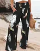 Comércio Exterior Europeu e Americano Novo Amazon calça pantalona stretch larga verão cintura alta drapeado fino calça feminina calça de varrer
