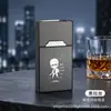Novo porta-cigarros recarregável com isqueiro, design integrado, resistente à pressão, à prova de umidade, tampa flip magnética, capacidade super grande para 20 cigarros, pacote masculino