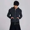Y2K Ropa de Comercio Exterior Europea y Americana Sudadera con Capucha de Manga Larga Cruzada Estampado de Lunares Sudadera con Capucha Y2K Holgada Moda High Street