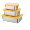 Juego de Cajas de Almacenamiento de Alimentos de Acero Inoxidable 304 Transfronterizo, Caja de Almacenamiento para Refrigerador con Tapa, Apilable, Caja Compartimentada Sellada de Grado Alimenticio