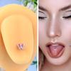 Novo Anel de Língua Borboleta Colorida com Gotejamento de Óleo da Amazon Atacado Aço Inoxidável Coração Ab Zircônia Joia para Piercing