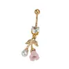 Anillo para Ombligo de Acero Inoxidable 316L, Piercing para Ombligo Hoja de Arce Dorada, Botón para Ombligo en Forma de Corazón, Anillo para Ombligo Lirio del Valle, Piercing para Ombligo, Botón para Ombligo