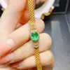 Atacado de Fábrica Popular Pulseira de Esmeralda Natural Prata S925 Incrustada Pedra Principal 6*8 Joias de Luxo Venda Direta da Fábrica