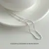 Colar Minimalista de Corrente com Contas Bolinhas Prateadas de Luxo com Toque de Alto Padrão, Estilo Francês Moderno e Elegante, Corrente de Clavícula com Design de Nicho