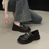 Zapatos de Cuero con Suela Gruesa, Tacón Grueso y Boca Baja, Mocasines Mary Jane de Plataforma Versátiles sin Cordones para Mujer, Colección Primavera 2026