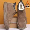 Novos Sapatos de Algodão Masculinos de Inverno com Forro de Pelúcia, Espessados para Aquecimento, de Calçar Fácil, Antiderrapantes, Sola Macia, Botas de Neve Masculinas de Cano Alto