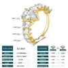 Anillo de Plata de Ley S925 con Corona Europea Full Moissanita para Mujer, Lujo Ligero, Nicho, Moda, Forma de Gota de Agua, Anillo Apilable, Anillo de Boda