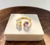 Colección de Anillos de Piedra Natural Vintage Estilo Francés, Anillos Ajustables Chapados en Oro de 18 Quilates, Lujo de Nicho, Moderno, Al por Mayor