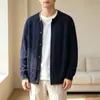 Suéter Cardigan de Tricô Masculino Outono Inverno Novo Estilo Masculino Estilo Coreano Estilo College Top Casual Solto Jaqueta Masculina Tendência