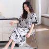 Camisón de Estilo Nuevo 2025 para Mujer de Verano de Una Pieza de Algodón Puro de Manga Corta con Almohadilla en el Pecho Ropa de Casa Estilo Deseo Puro para Mujer para Verano
