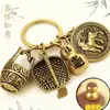 Doce Signos del Zodiaco Un Barril de Oro Atrae Riqueza Cubo de la Fortuna Calabaza Llavero Colgante Hombres y Mujeres Recogen Riqueza Recogedor Colgante para Coche