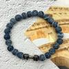 DF Nueva Pulsera de Cuentas Piedra Volcánica Mancuerna Joyería Europea y Americana Piedra Natural Turquesa Transfronteriza Accesorios Calientes para Hombre y Mujer
