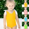 Mono de baño de verano europeo y americano para niñas, tirantes, color liso, espalda descubierta, tiras, ropa infantil, una pieza, entrega