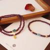 Pulsera de Granate Natural para Mujer Doble Círculo Rojo Vino Cuerpo Limpio productos genuinos Esmeralda Agua Azul Calabaza Combinación Versátil Nuevo Chino Sentido de Alta Gama