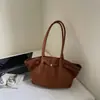 Bolso Tote Retro Tipo Cubo Gran Capacidad para Mujer Nuevo Plegado Casual Bolso de Hombro Versátil Simple Bolso de Axila