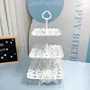 Soporte de Exhibición para Mesa de Postres de Boda Adornos Bandeja para Pasteles Bandeja para Snacks Soporte Plato Calado Mesa para el Té Arreglo de Cumpleaños