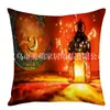 Funda de Almohada con Atmósfera de Festival de Oriente Medio, Decoración del Hogar con Estampados Cálidos, Elementos de Linterna, Luna y Castillo Funda de Almohada
