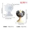 Molde de Vela de Silicone Retrato de Deusa com Buquê Flor Europeia Vintage Meio Corpo Menina Vela Aromática Molde de Gesso
