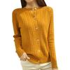 100% Lana Peinada 2026 Otoño e Invierno Nuevo Cárdigan de Punto Elegante Adelgazante para Mujer de Corte Ajustado con Cuello Redondo y Patrón Retorcido Corto