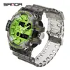 Reloj SANDA para estudiantes, doble pantalla, textura de mezclilla, reloj electrónico multifuncional, reloj electrónico deportivo impermeable transfronterizo